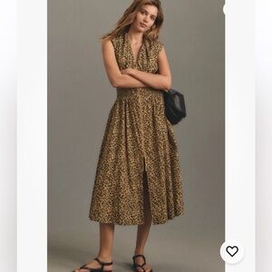 Anthropologie Leopard Print Maxi Dress